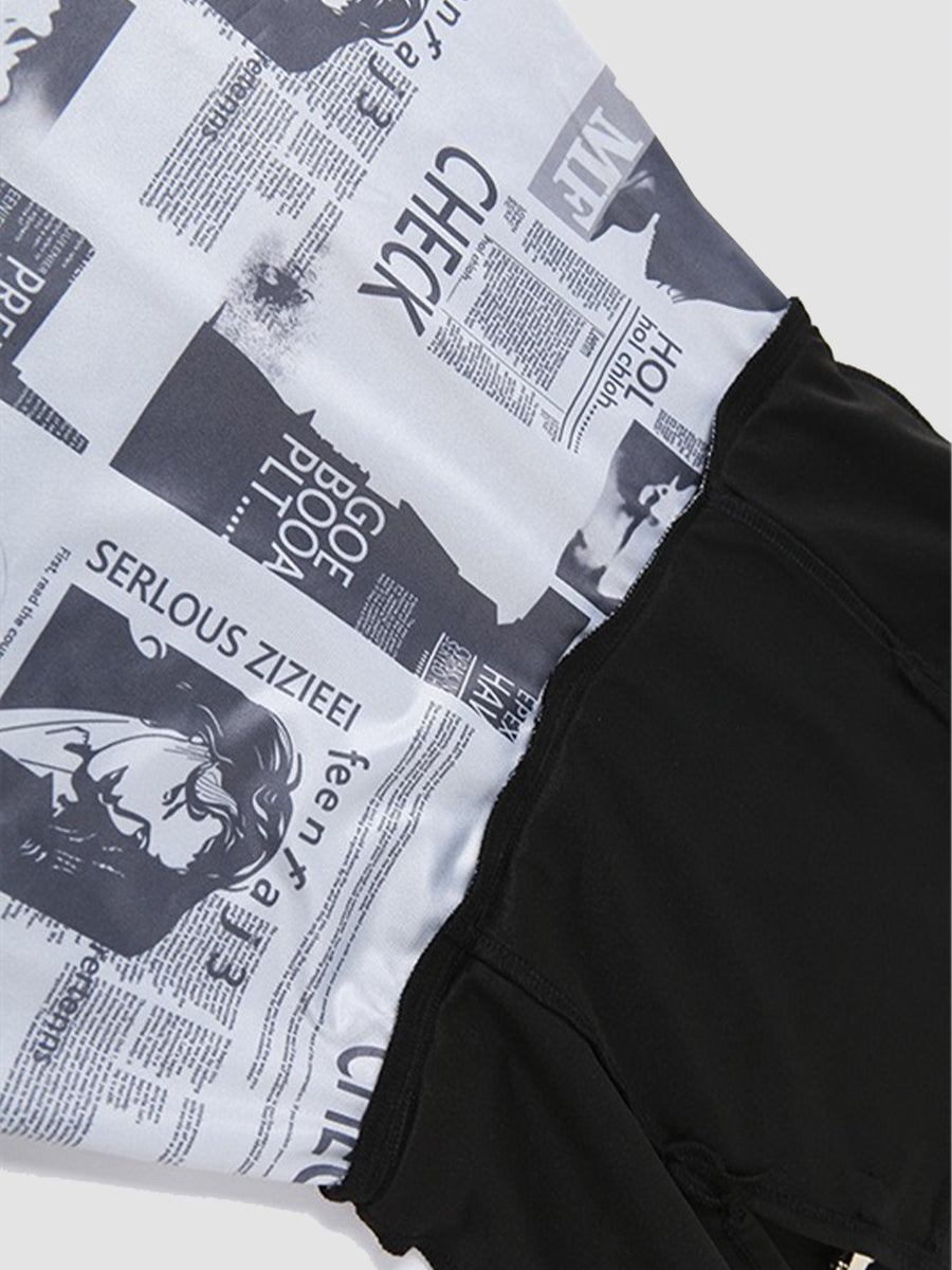 Patchwork Magazine Black Hip Skirt