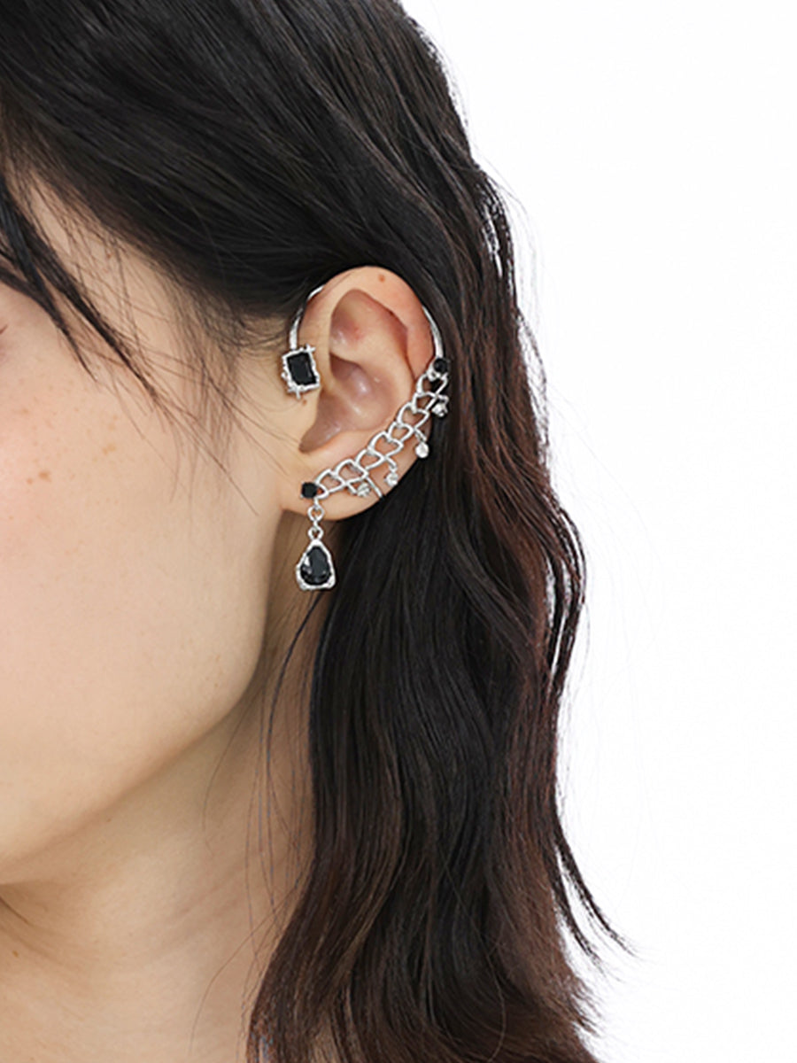 Black Jewel Ear Clips