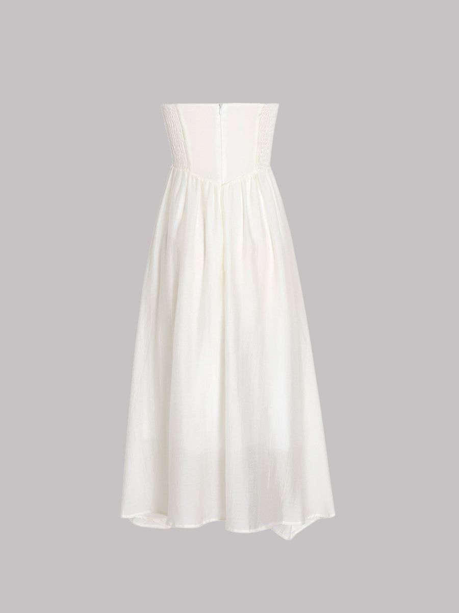 Banquet Bow Loose Hem Strapless Dress
