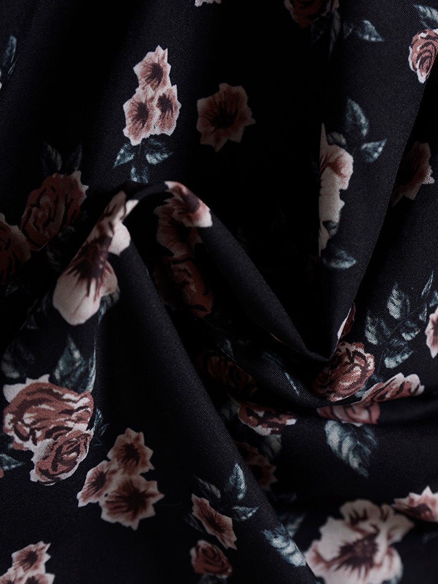 Navy Neck Print Dress