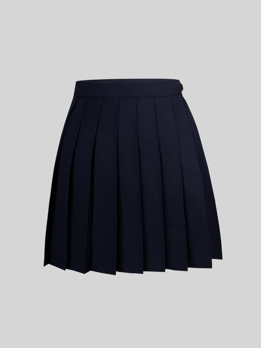 JK Uniform Badge Top + Pleated Skirt Set