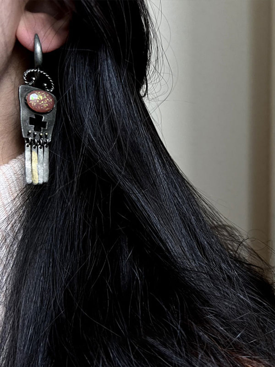 Dreamcatcher Tasseled Bronze Earrings