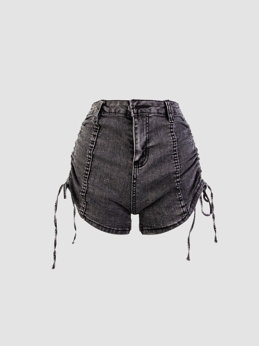 Sexy Drawstring Lace-up Denim Shorts