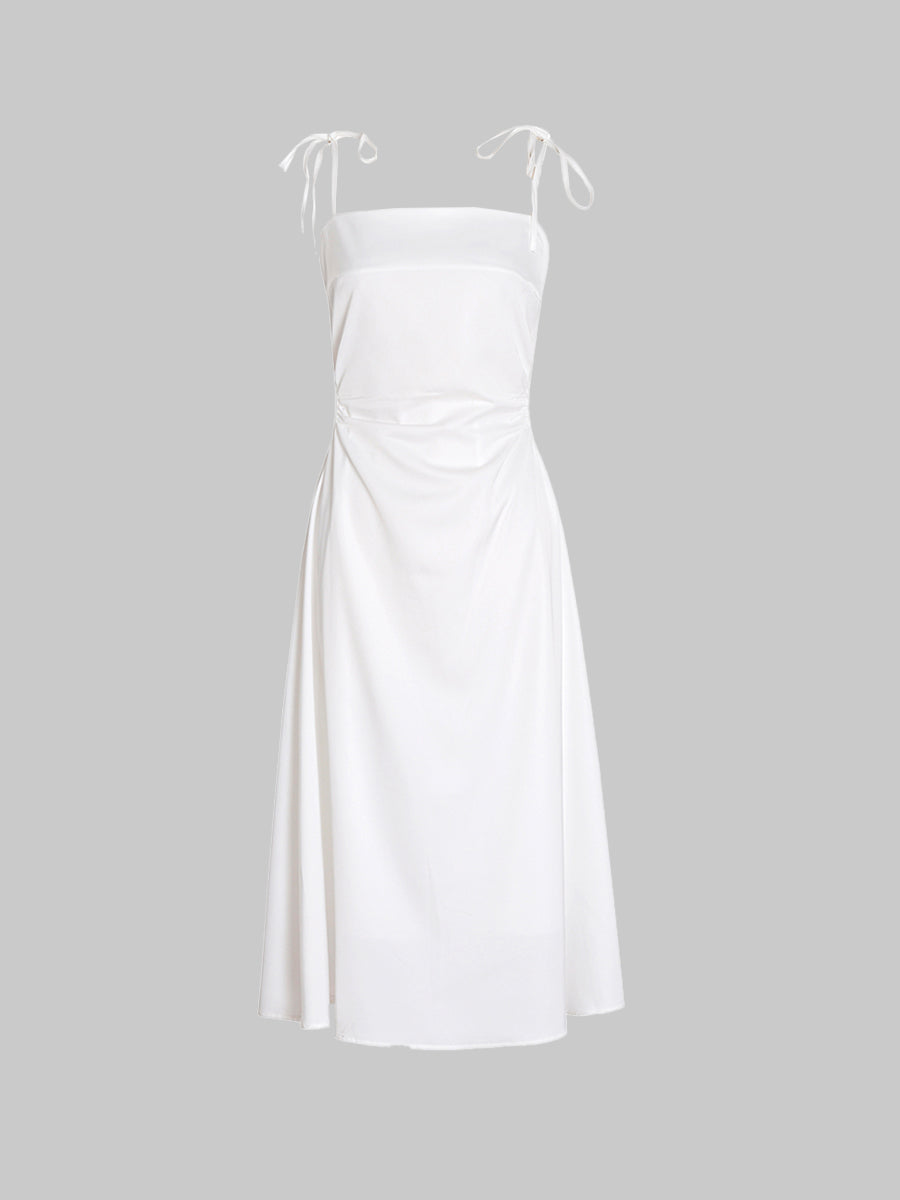 Satin Hollow Print Halter Dress