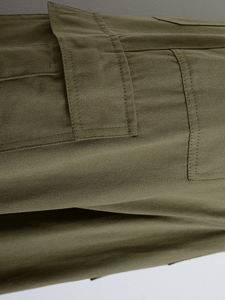 Military Green Casual Workwear Pants