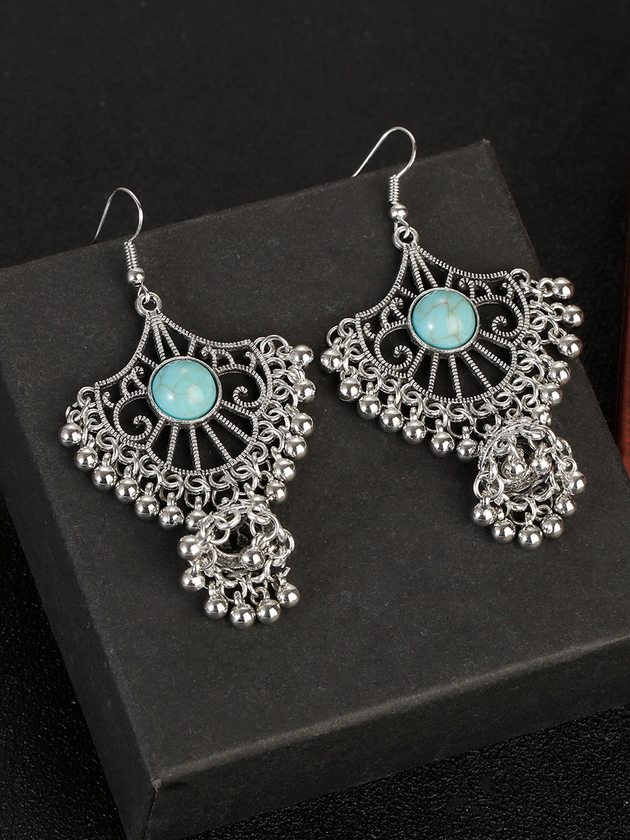 Bohemian Tassel Faux Malachite Earrings