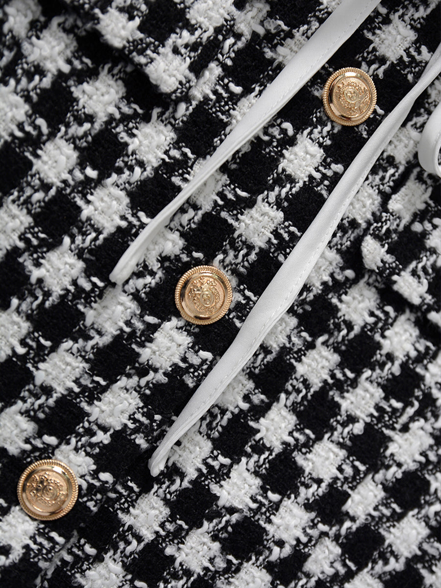 Velvet Houndstooth Short Coat