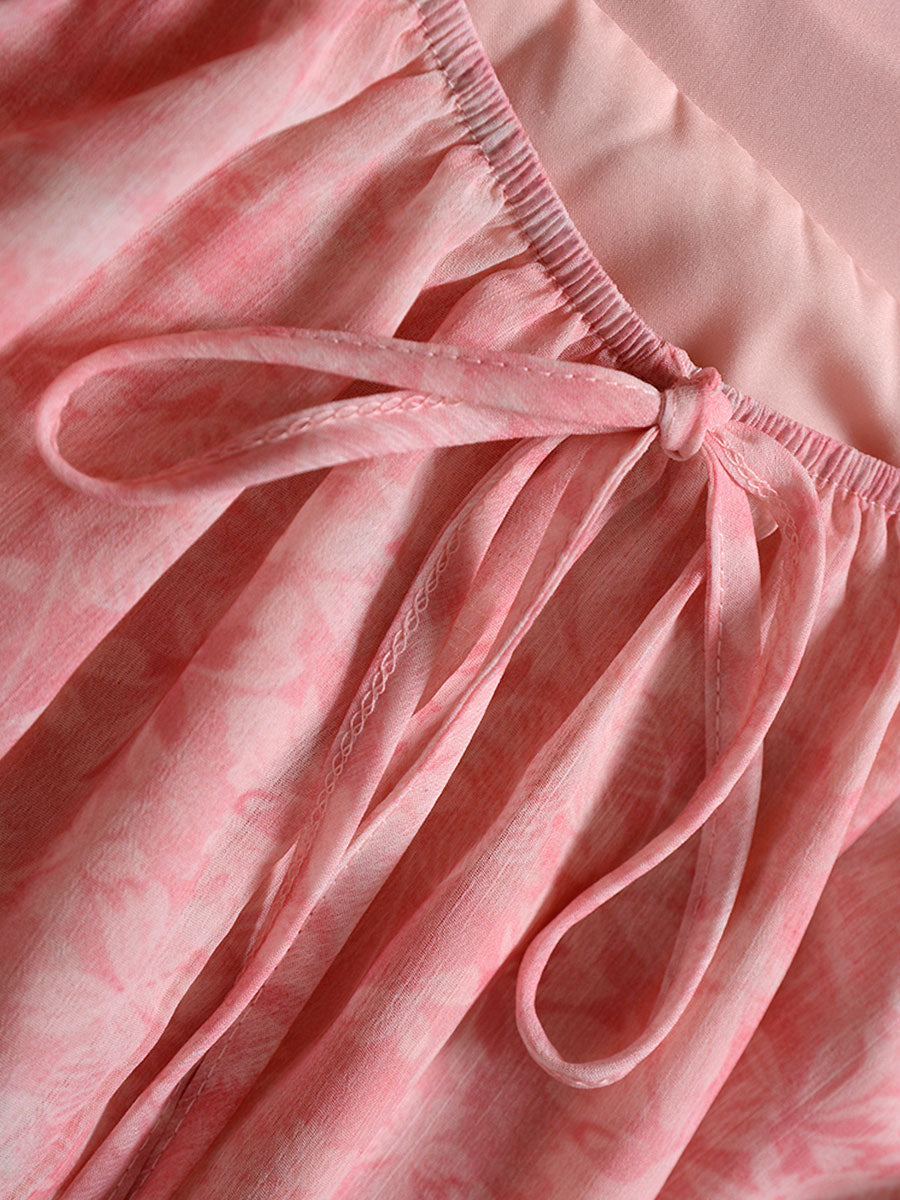 Chiffon Floral Printed Pink Dress