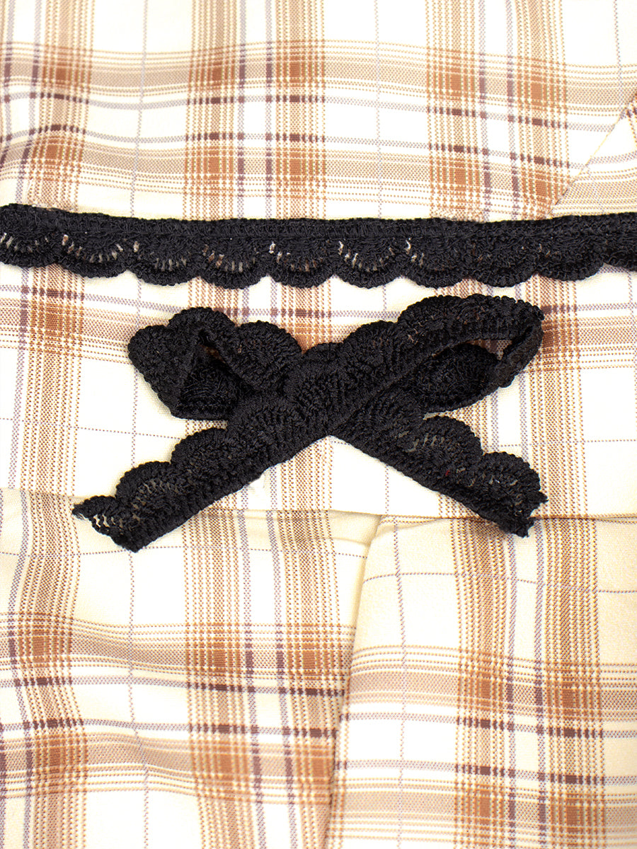 Apricot Checked Cake Dress