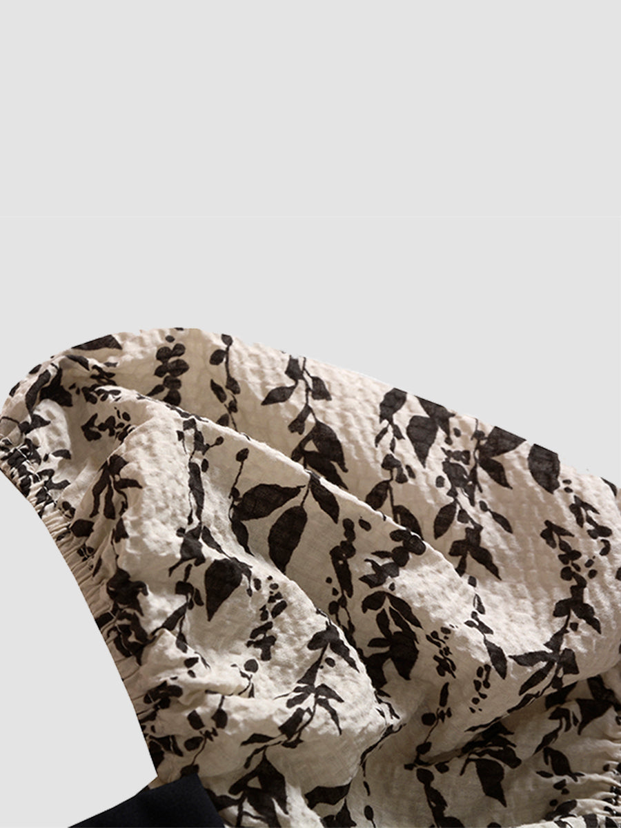 Premium Floral Square Neck Bow Short Sleeve Top