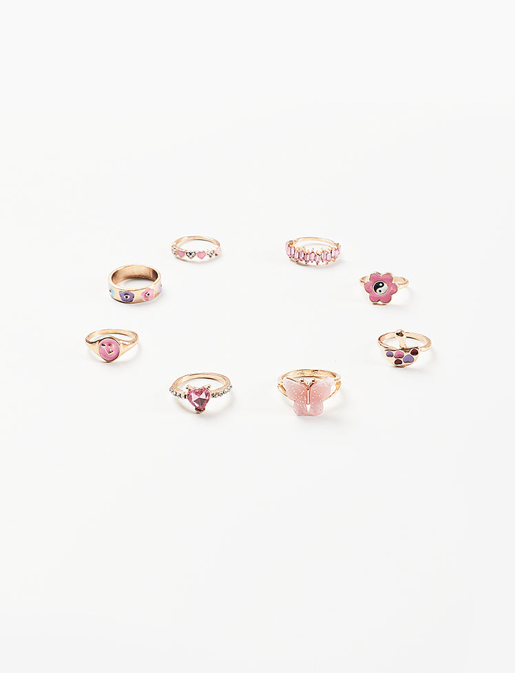 Butterfly Daisy Heart Y2K Rings