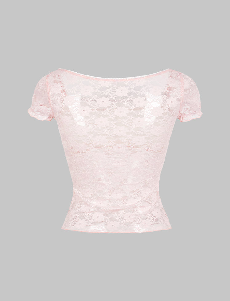 Lace Paneled Square Neck Top
