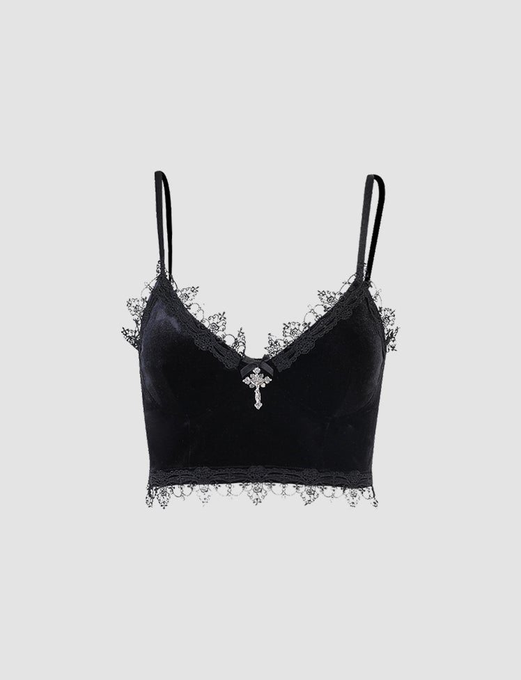 Black Lace Side Vest Tube Top