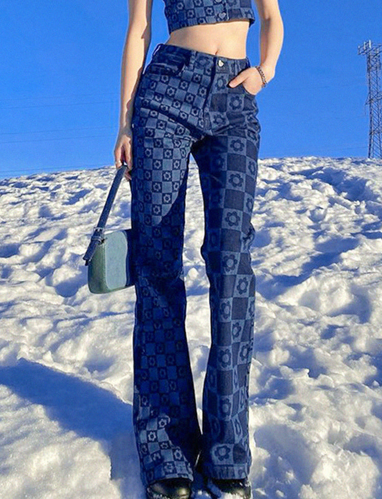 Floral Plaid Top & Trouser Set