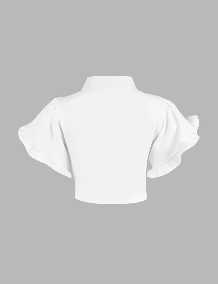 Ruffled Top&Pleated Skirt Set