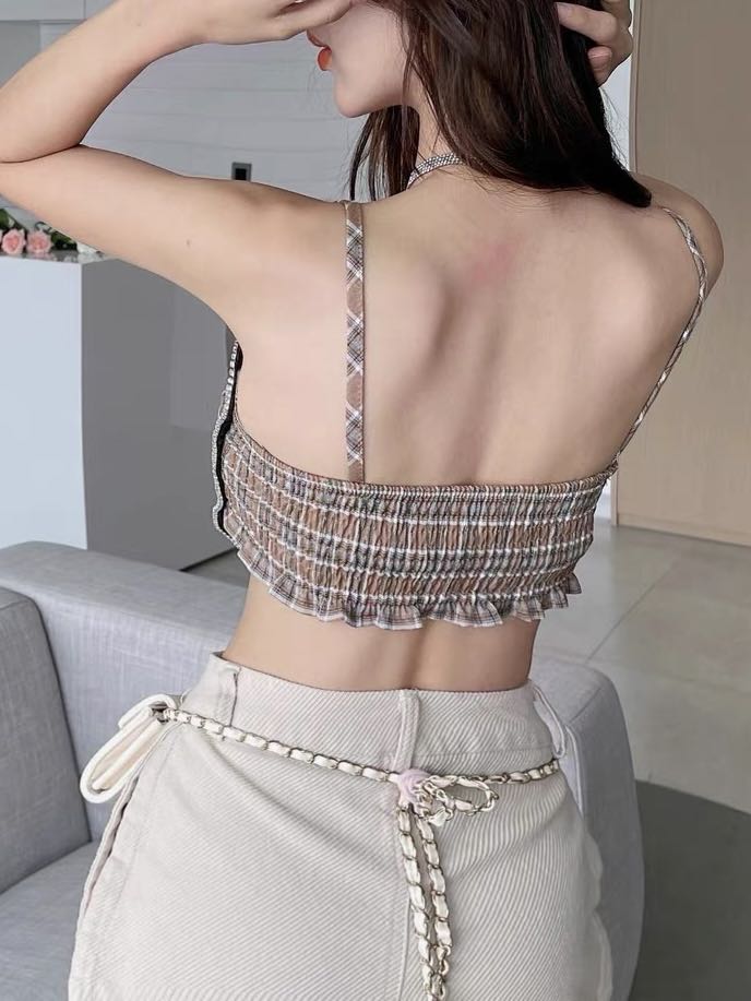 Sexy Retro Heart Plaid Diamond Camisole Top