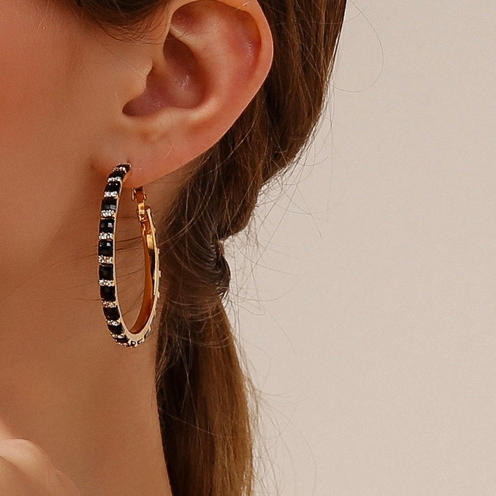 Black and White Opal Earrings