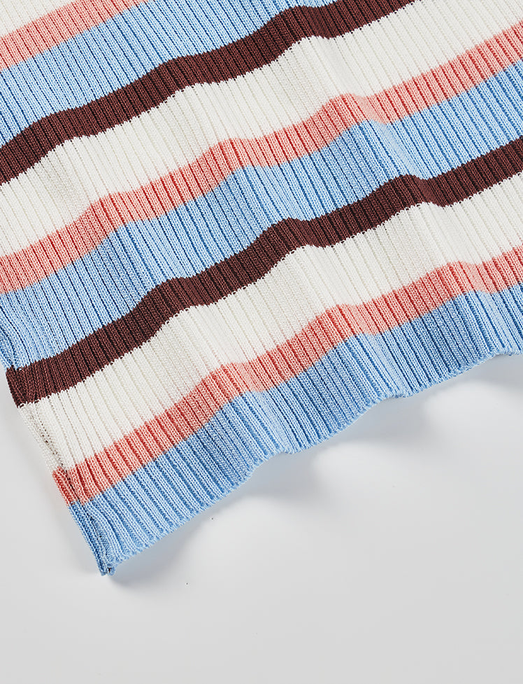 Stripes Collar Knit Tank Top