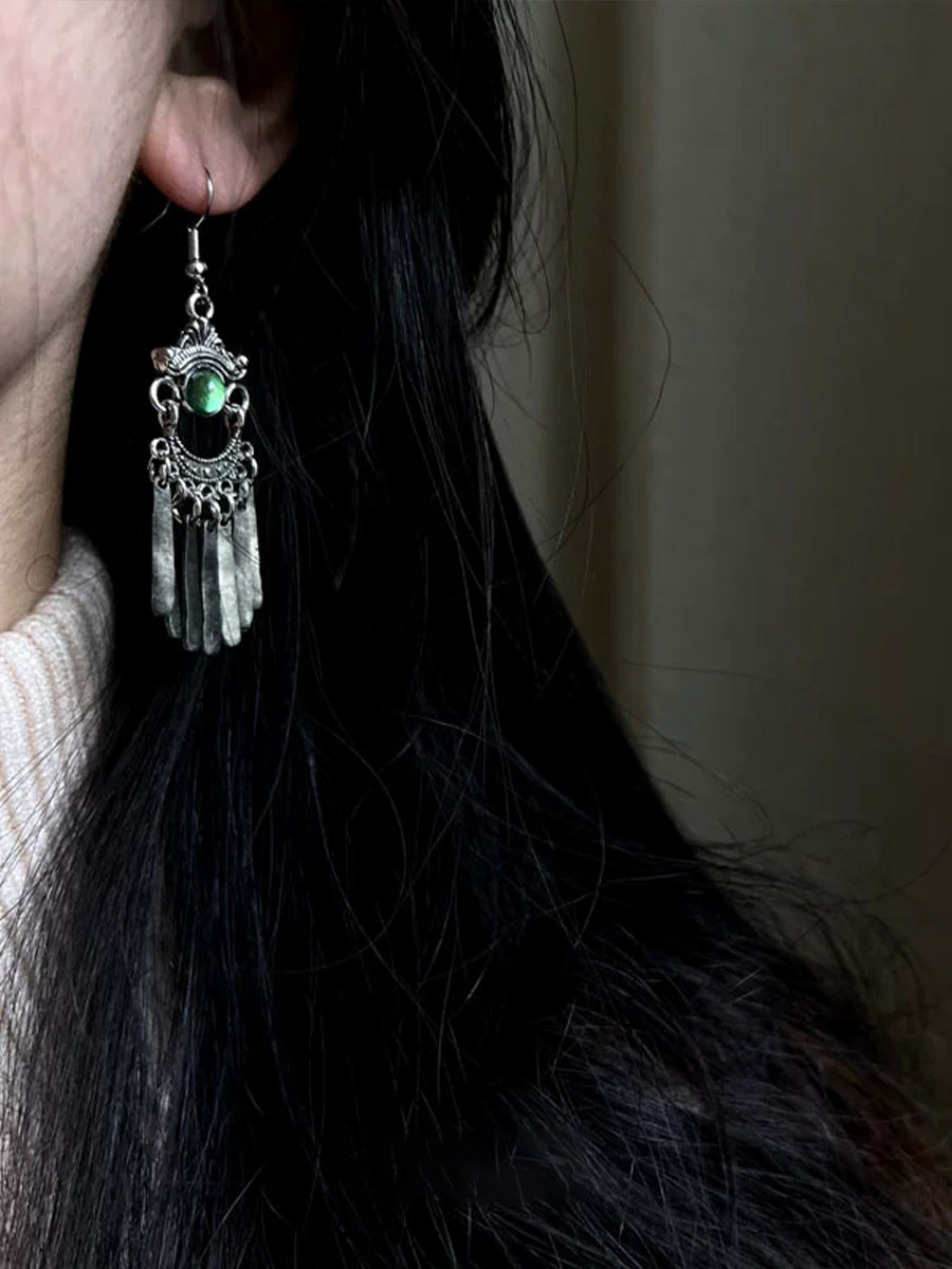 Dreamcatcher Tasseled Bronze Earrings
