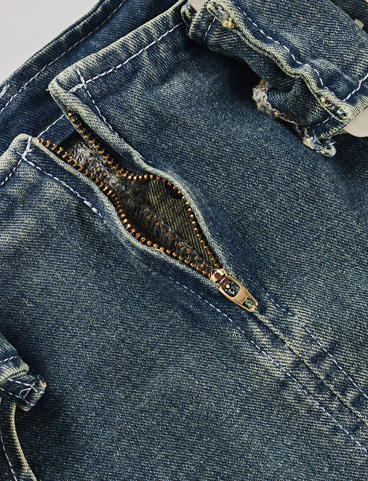 Denim Buckle Low Waist Skirt