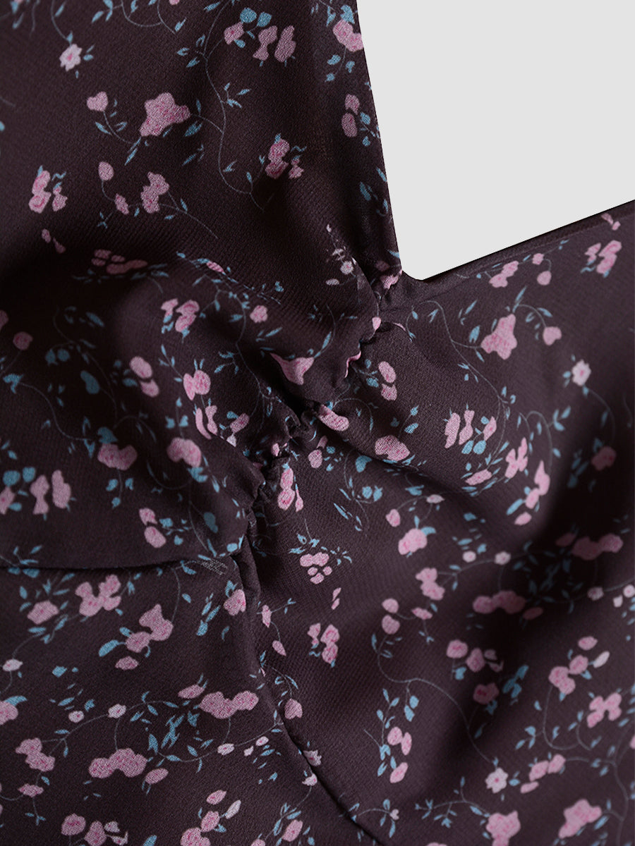 Sexy Floral Puffy Halter Dress