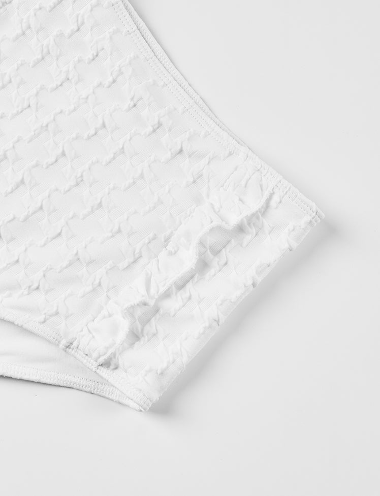 Swiss-dot Lace-up Puff Swimwear