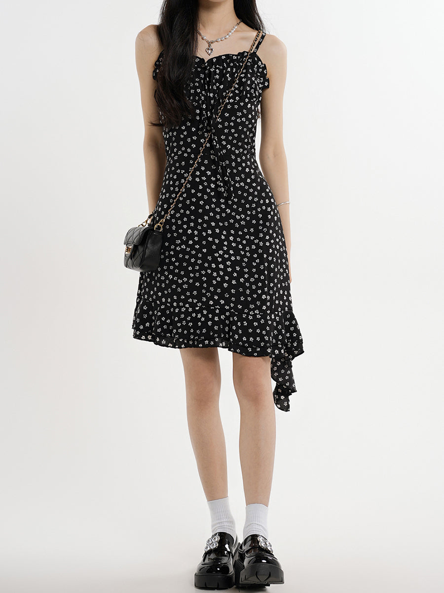 Irregular Floral Camisole Dress