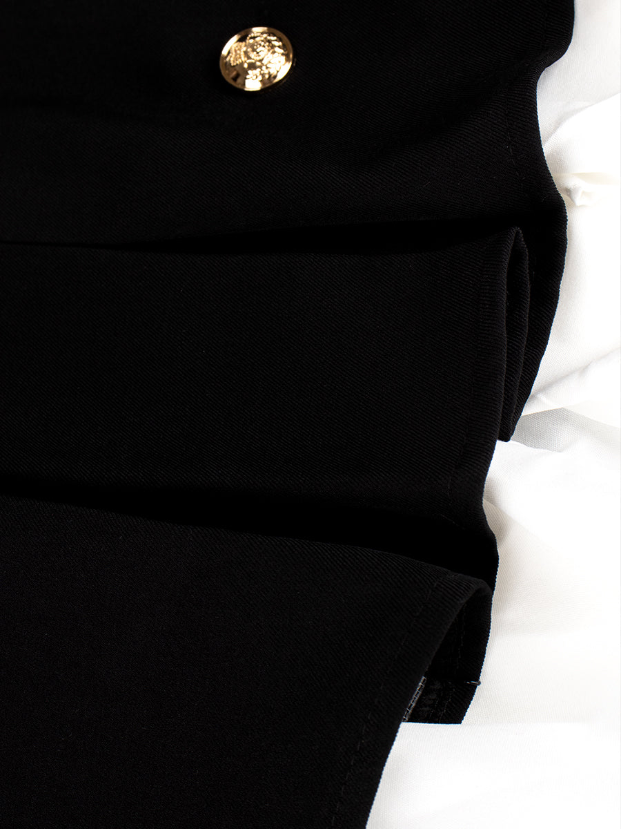 Black Slim Fit Suit Dress with Belt