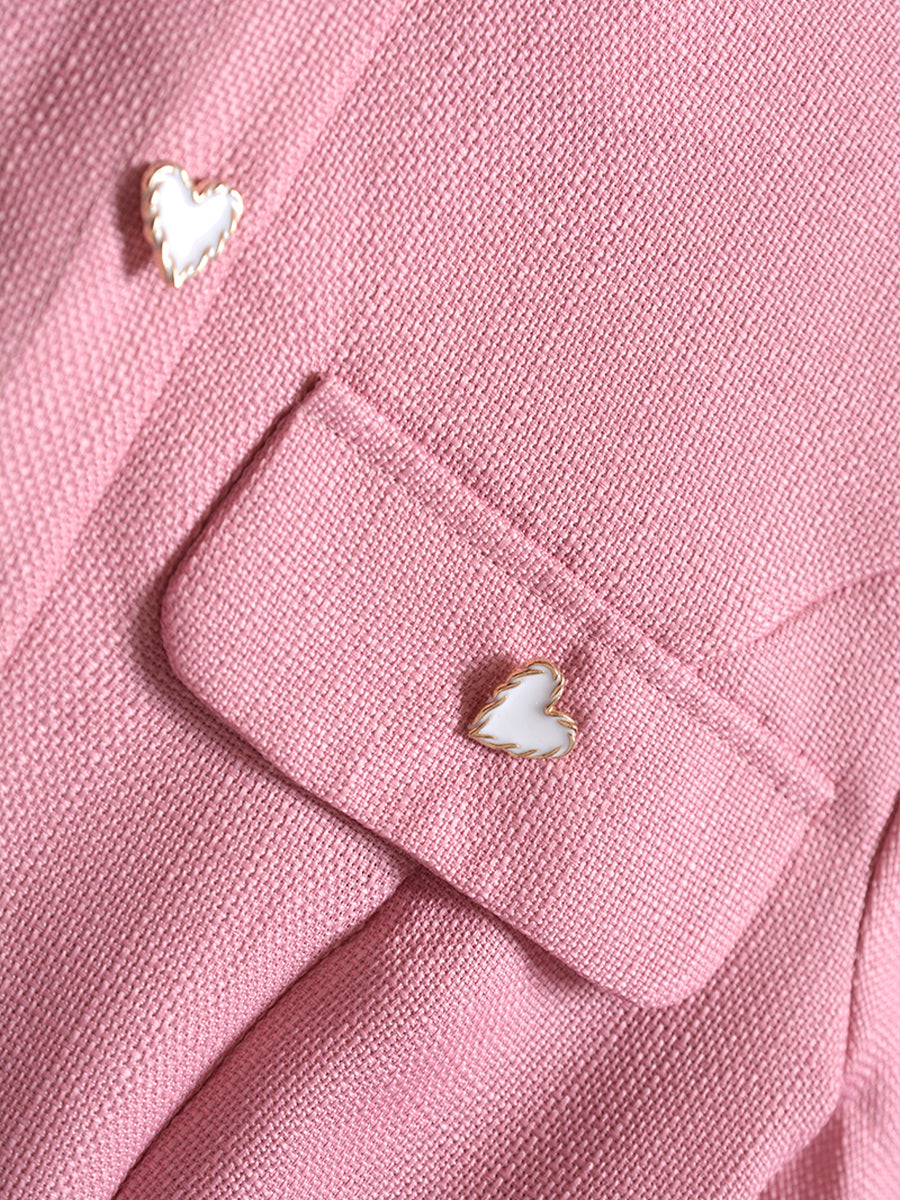 Love Button Pink Woven Dress