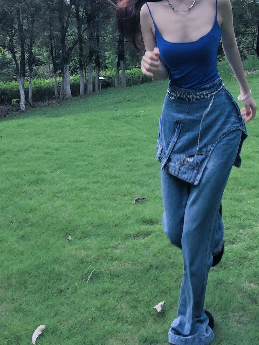Fake Two-piece New Fashion Jeans