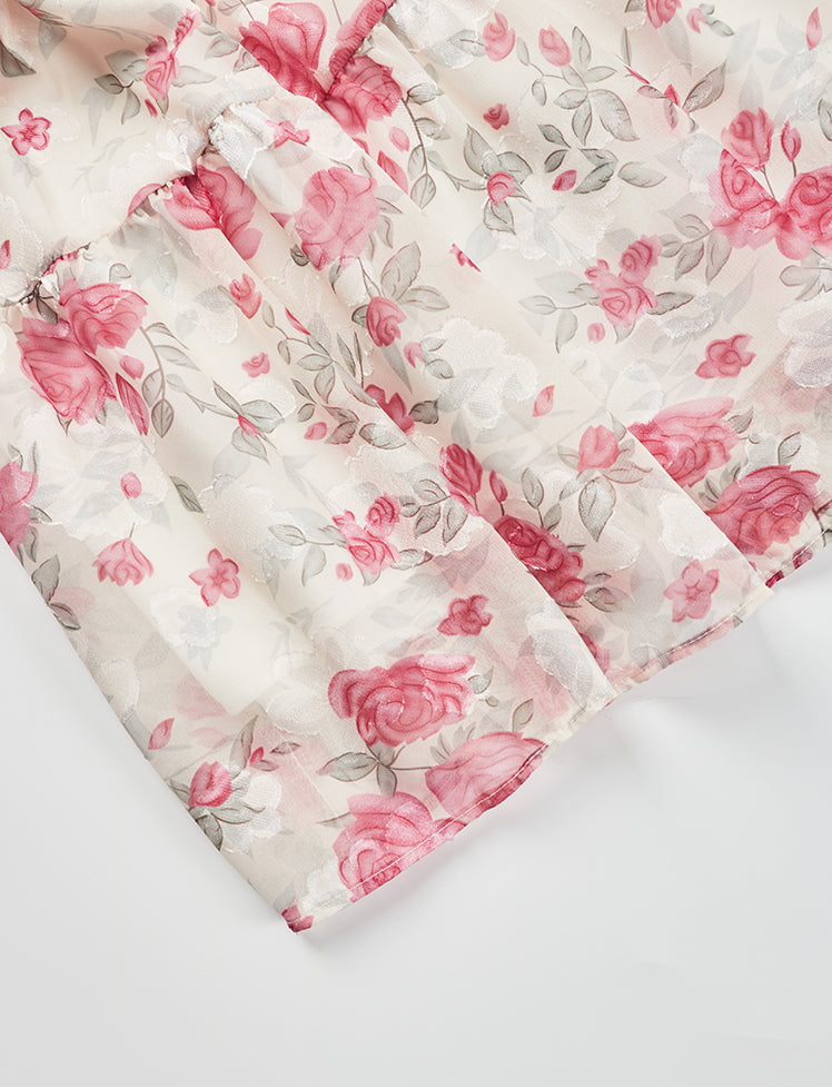 Ruffled Chiffon Floral Dress