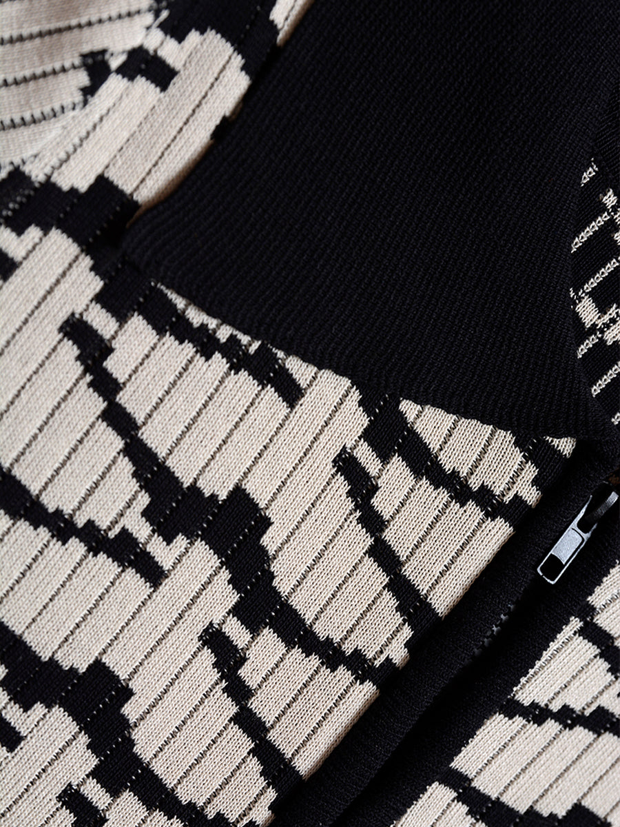 Wave Polo Collar Knitted Dress