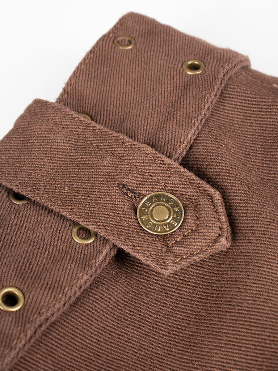 Brown Denim Skirt with Belt