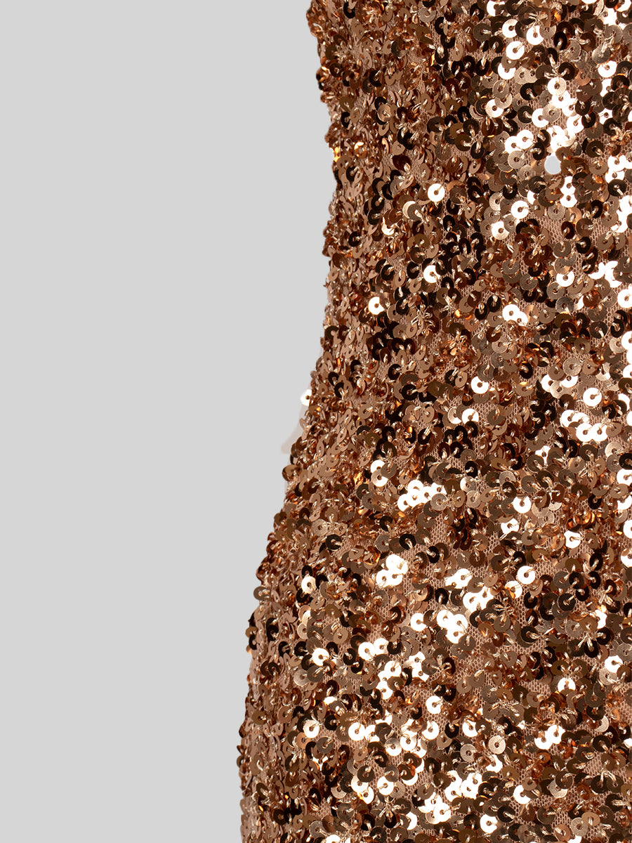 Sequin Champaign Halter Dress