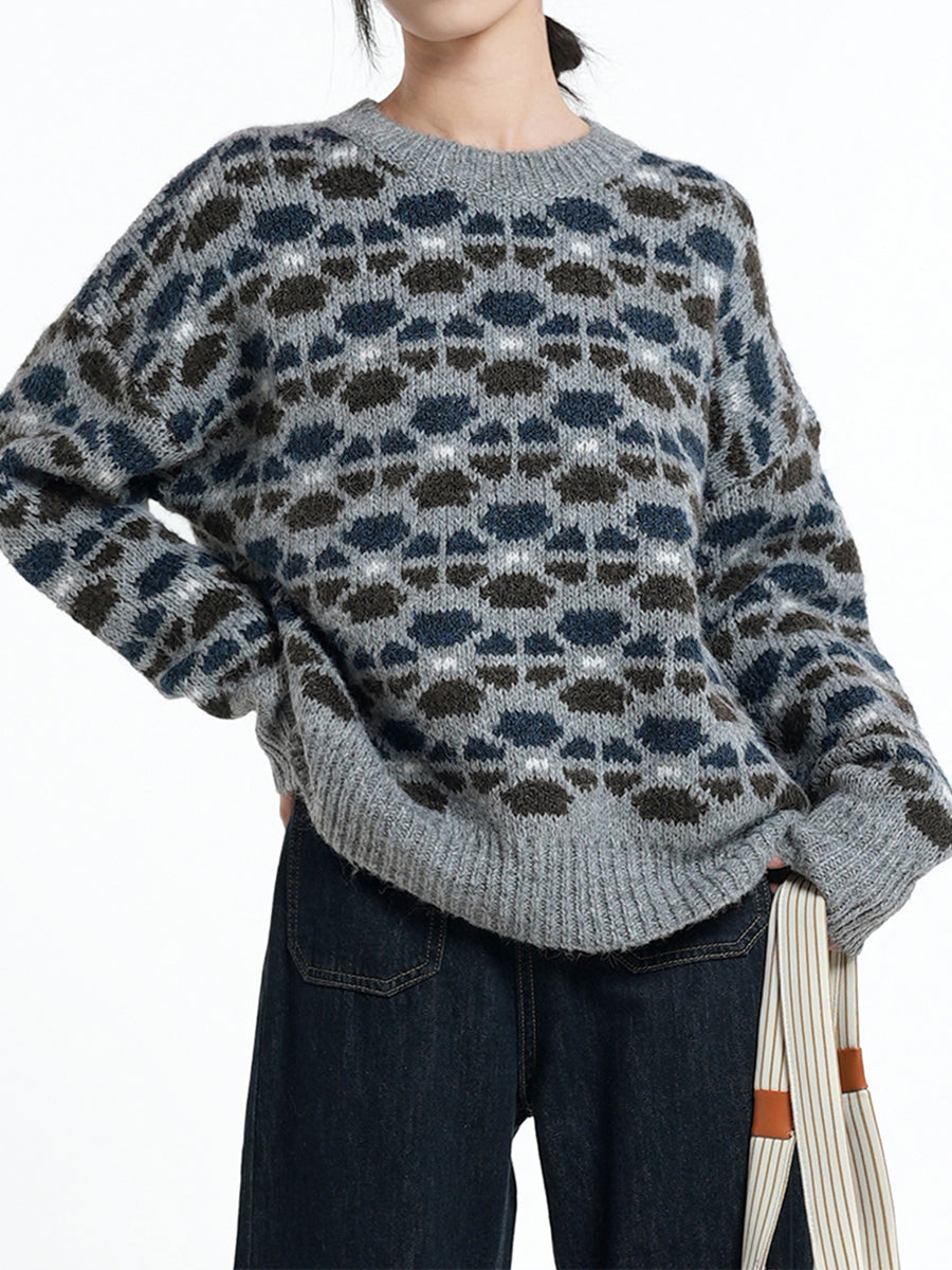 Loose Printed Knit Sweater