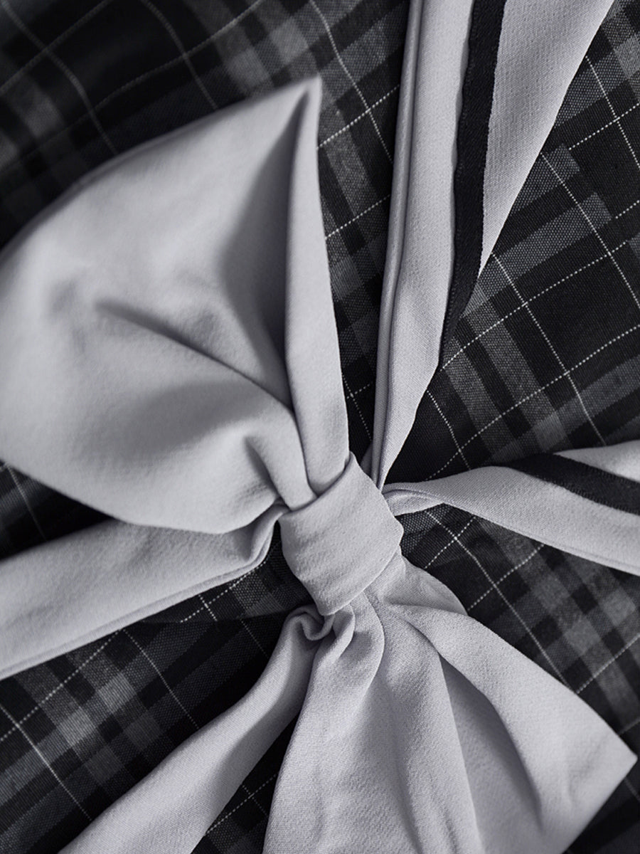 Bow Tie Plaid Dress