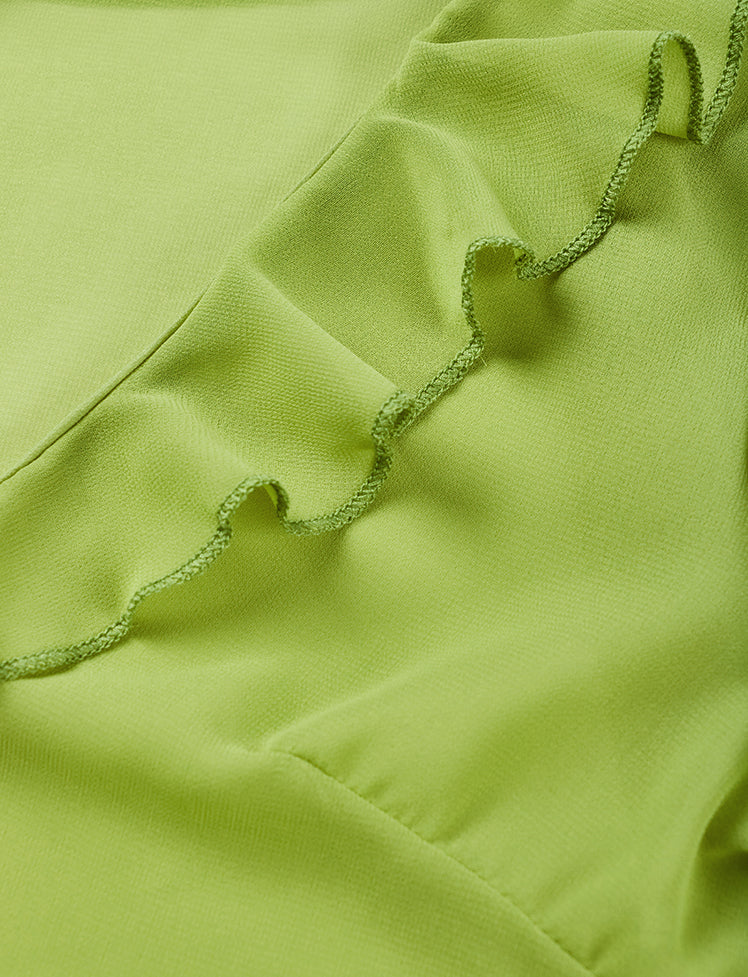 Solid Ruffled Flared Tie-up Top