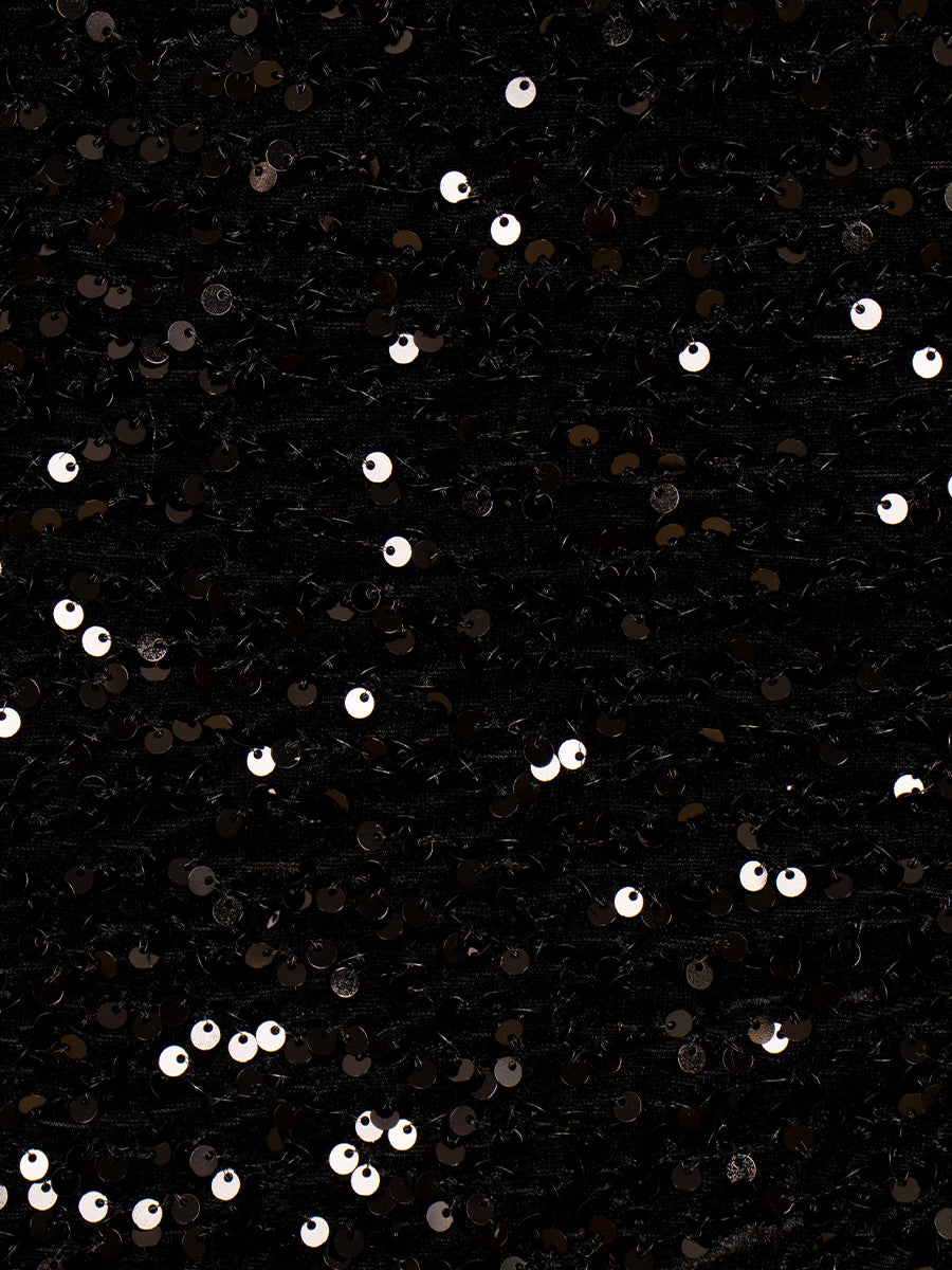 Black Sequin Party Dress with Chain
