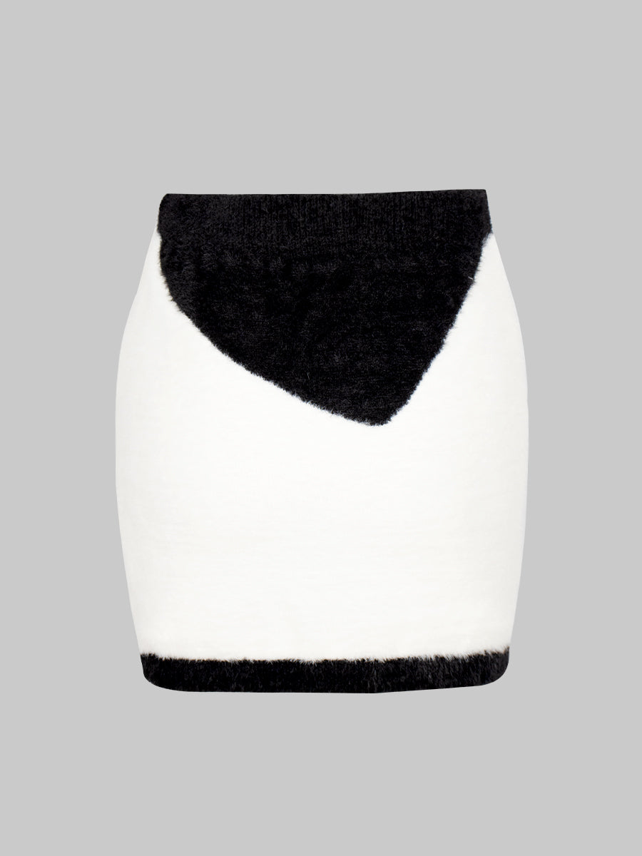 Faux Mink Sweater with Sleeves & Skirt Set