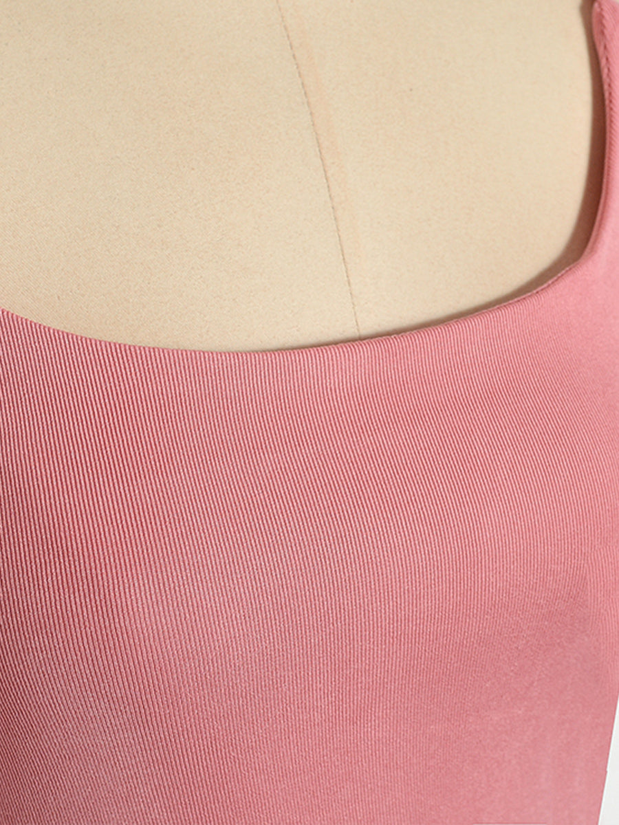 Irregular Halter Pink Dress