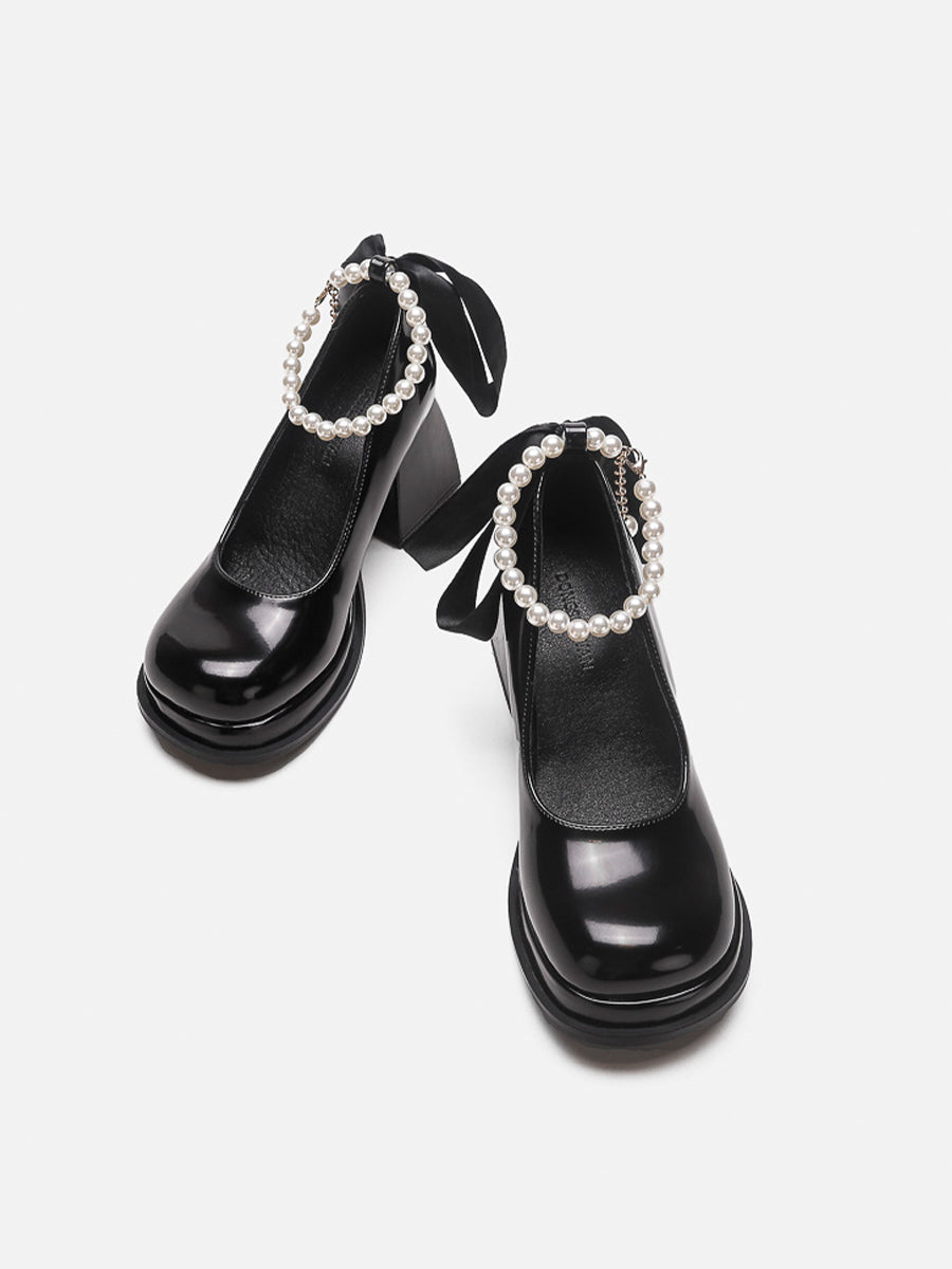 Chunky Heeled Ankle Strap Mary Jane Pumps