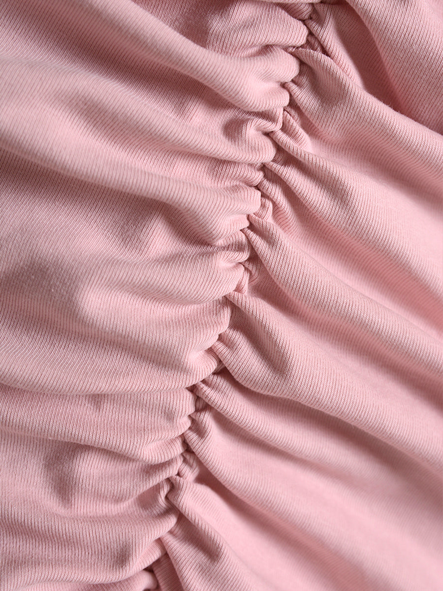 Pink Knit Pleated Dress