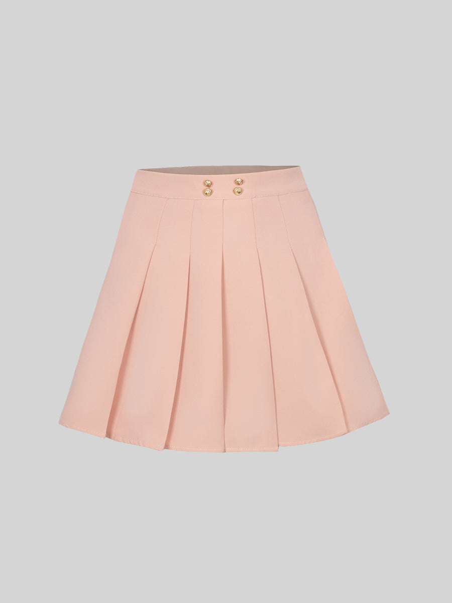 Solid Color Shirt & Skirt & Blazer with Tie Set