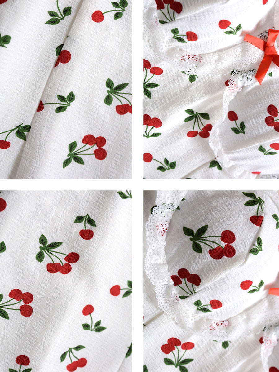 White And Red Floral Short Dress