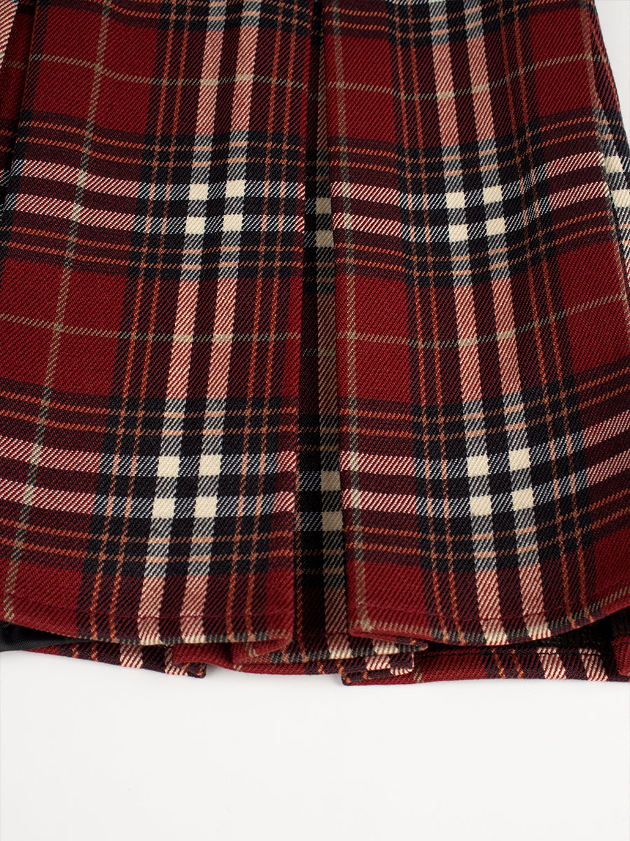 Red Plaid Pleated Skirt