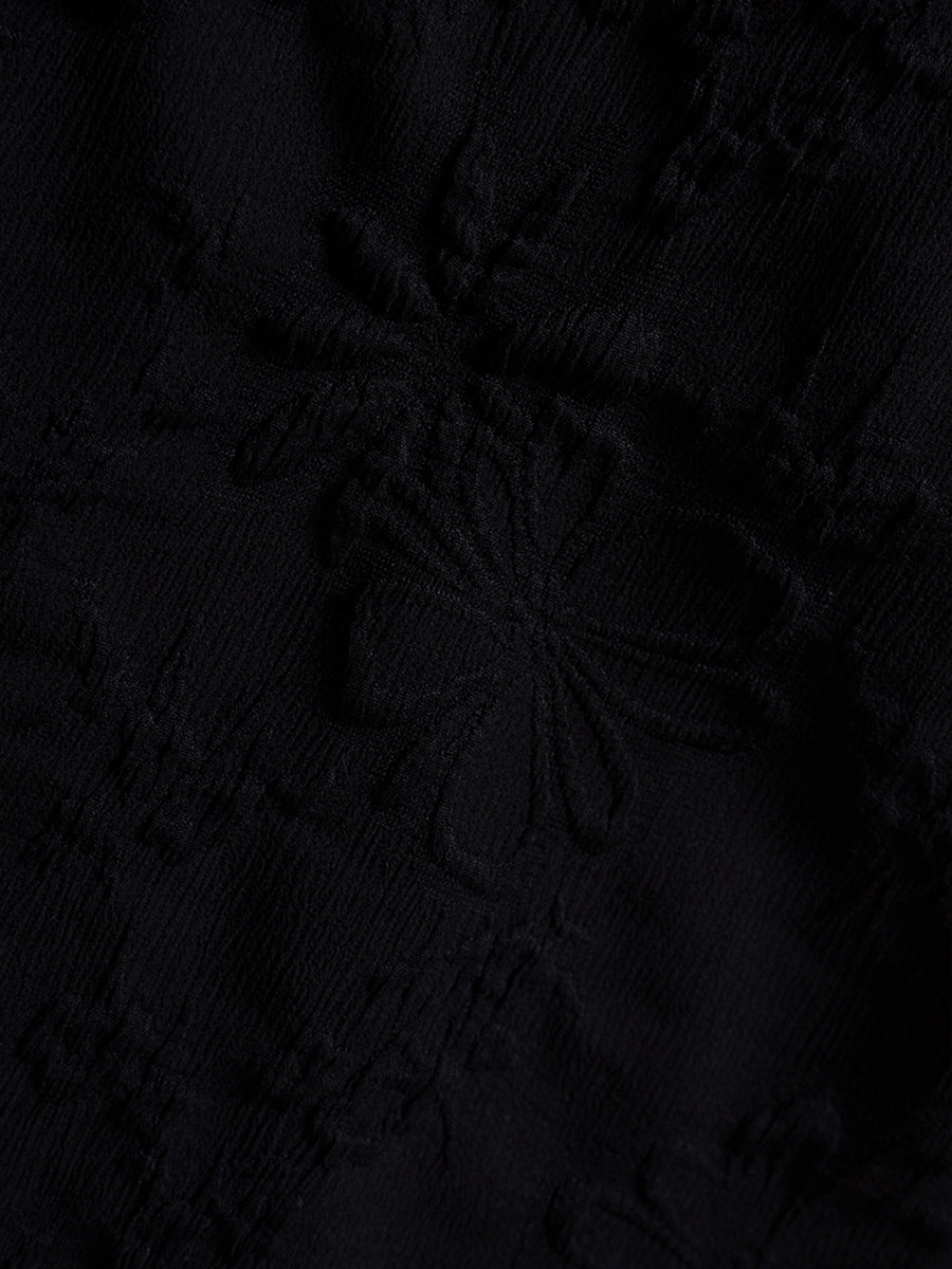 Black Jacquard Square Neck Dress