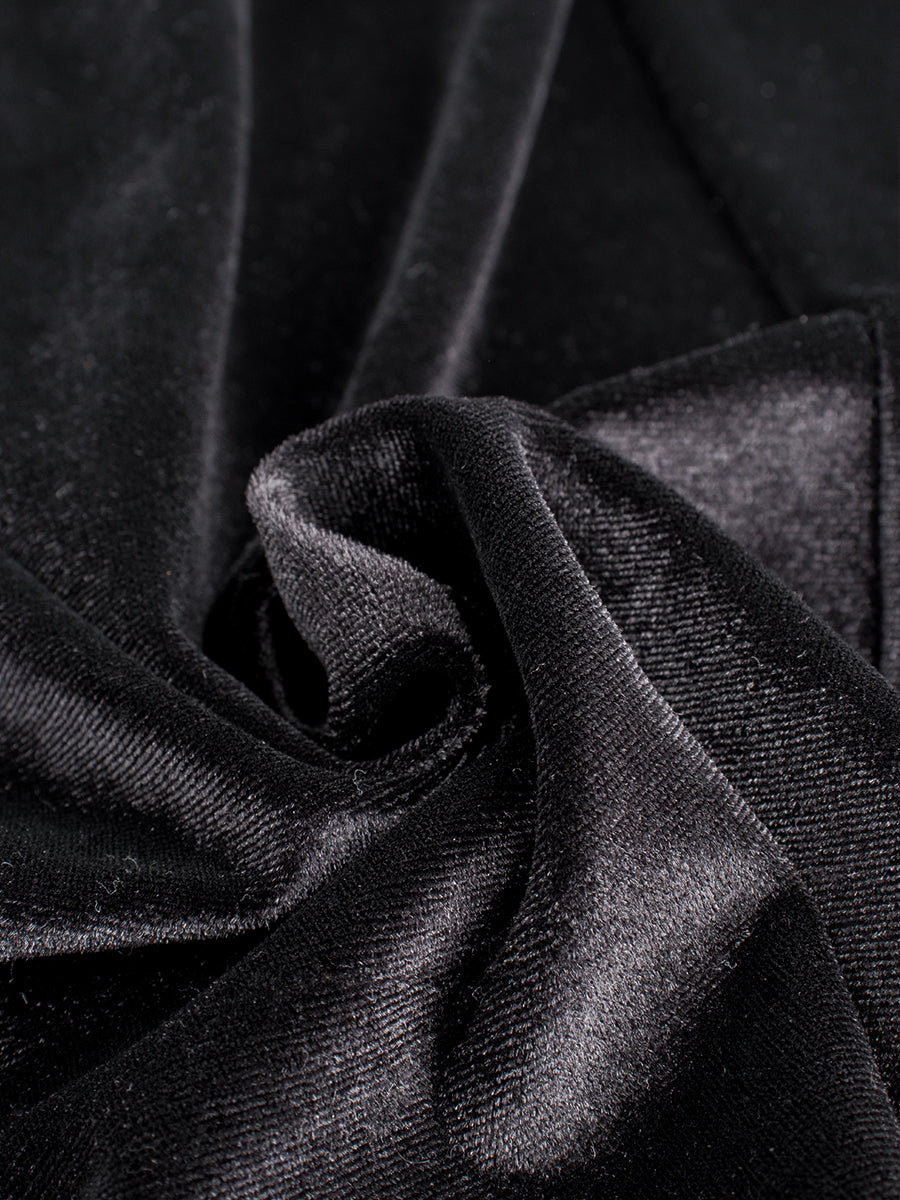 Hanging Velvet Bow Dress with Sleeves