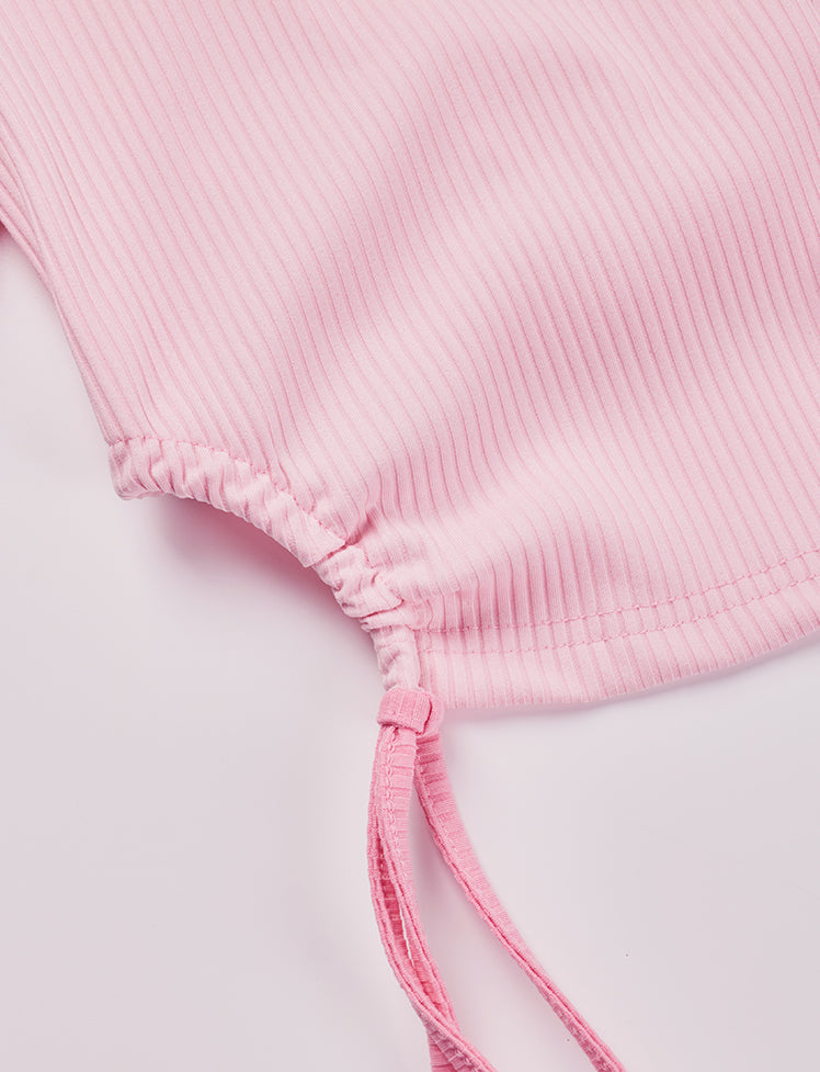 Belt Halter Ribbed Knit Top