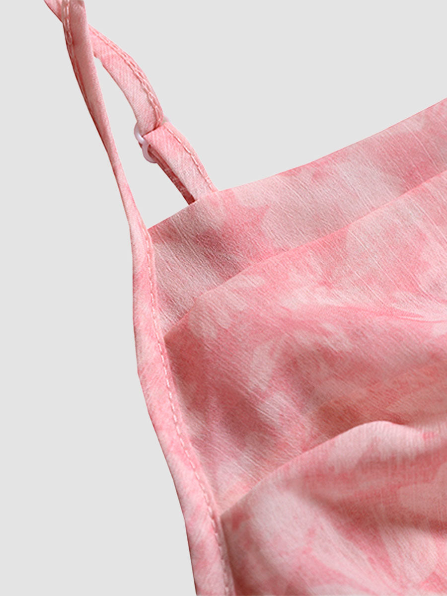 Chiffon Floral Printed Pink Dress