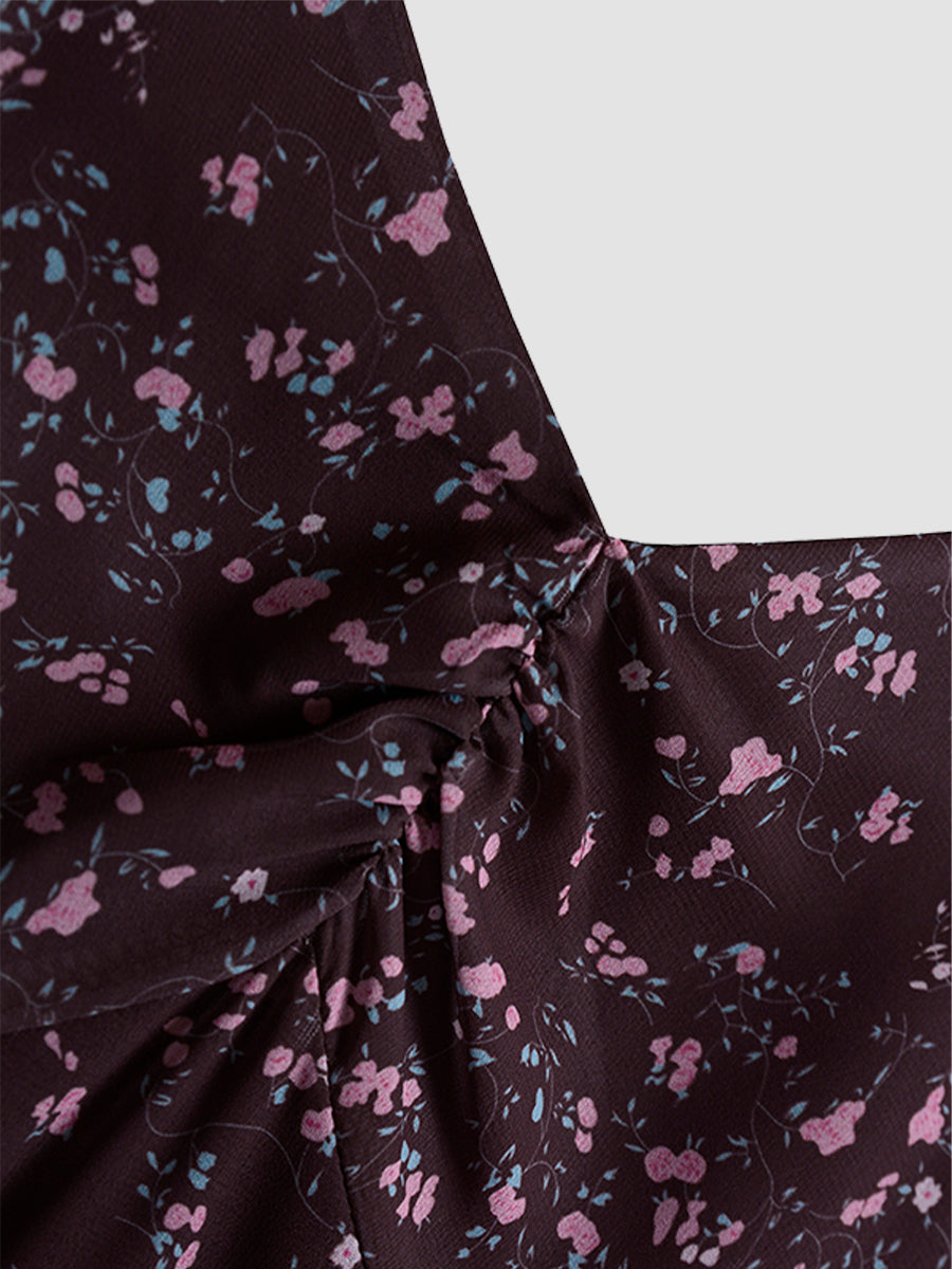 Sexy Floral Bubble Sleeve Cake Dress